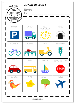 Viaje en coche - bingo GRATIS y actividades para jugar con los peques