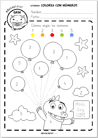 Dibujos infantiles para colorear por números y aprender matemáticas jugando